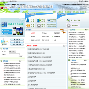 武汉市人力资源和社会保障服务网网站截图