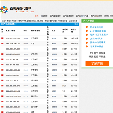 免费代理IP网站截图